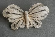 Vintage Maltese 917 Silver Filigree Butterfly Brooch