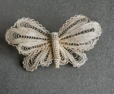 Vintage Maltese 917 Silver Filigree Butterfly Brooch