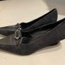 Low heel black leather suede designer women shoes size 6 Image 9
