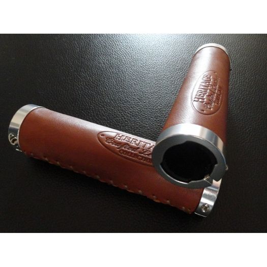 Viking Heritage Premium Leather Handlebar Grips (Pair) 130mm - Honey