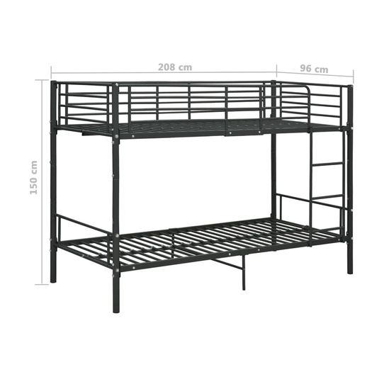 Bunk Bed Black Metal 90x200 cm