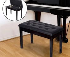 Leather Piano Dressing Stool  Black