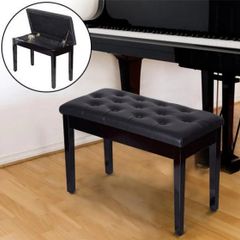 Leather Piano Dressing Stool  Black