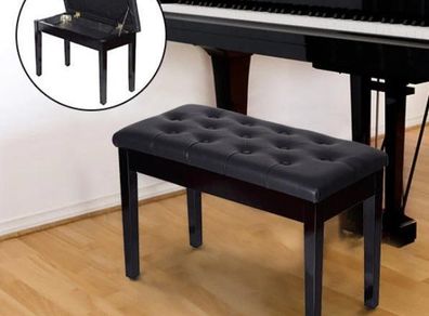 Leather Piano Dressing Stool  Black