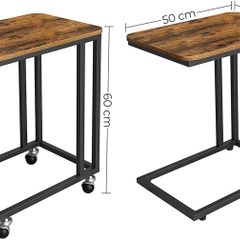 Side Table Sofa Table Coffee Table Easy to Assemble Sturdy Living Room Table on Wheels