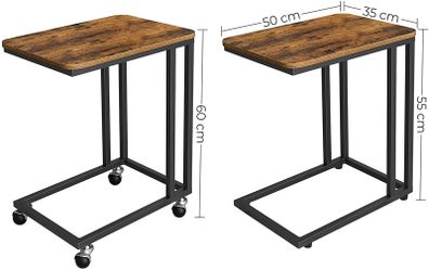 Side Table Sofa Table Coffee Table Easy to Assemble Sturdy Living Room Table on Wheels