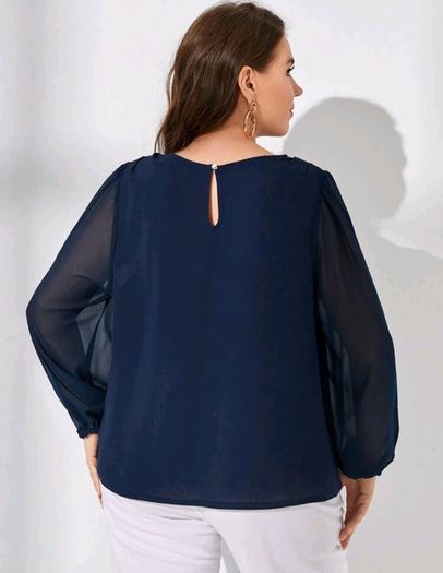 SHEIN Navy Chiffon Sleev Top. Size 16. New