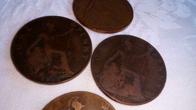 1912 Copper Pennies.