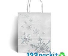 Lot of 20 Christmas Paper carrier bags with Twisted handles top quality Size Small 18 x 22 x 8 cm