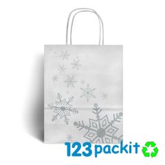 Lot of 20 Christmas Paper carrier bags with Twisted handles top quality Size Small 18 x 22 x 8 cm