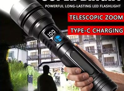 Ultra-Bright LED Flashlight with Digital Display