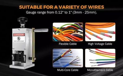 Wire Stripping Machine Copper Cable Stripper 1.5-25mm w/ Drill Connector
