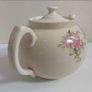 Beautiful Cream-Earthenware Clay Teapot with A Pink Floral Motif - Pattern Number 5412, No Backstamp, Most Likely Carrig Ware Image 3