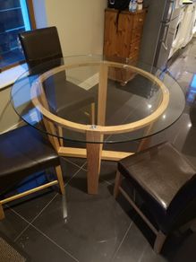 Dining table with 3 chairs.