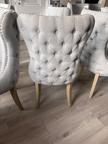 6 baroque grey button chairs