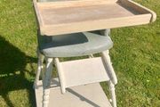 1950s Solid Wood Upholstered Highchair &amp; Play Table