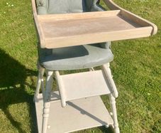 1950s Solid Wood Upholstered Highchair & Play Table