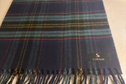 V. Fraas Cashmink Navy Plaid / Tartan Scarf - as new condition