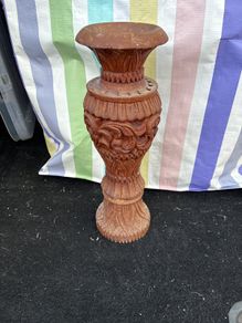 Wood carved vase