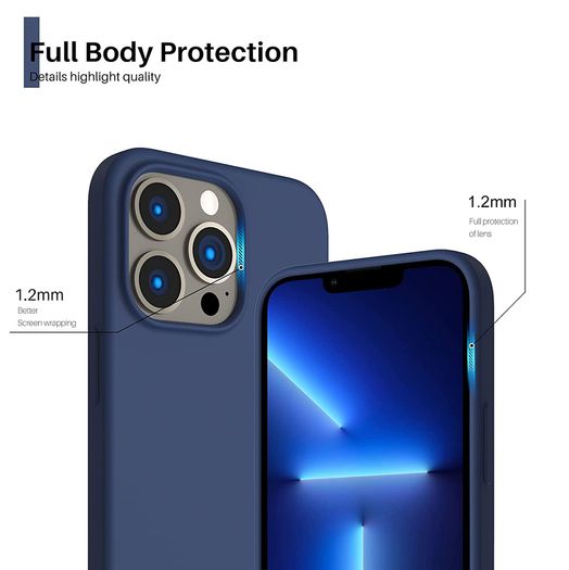Liquid Silicone Shockproof Case For iPhone 13 Pro Luxury Soft Phone Cover Blue New - FHT6IP13PLK