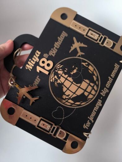 Personalised wooden birthday card for 18th birthday with money holder
