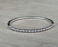 Authentic Pandora Sterling Silver Sparkling Geometric Marquise Bangle Bracelet with Box