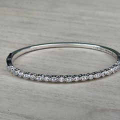 Authentic Pandora Sterling Silver Sparkling Geometric Marquise Bangle Bracelet with Box