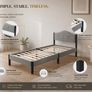 Single Bed with Mattress  Grey Upholstered Image 2