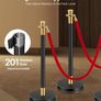 Stanchion Post, 6 Pcs Crowd Control Barrier with 4 Red Velvet Ropes, 5 ft Stainless Steel Black Stanchion Post Queue with Sand Injection Hollow Base for Theater, Party, Wedding, Exhibition Image 7