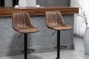 Adjustable Bar Stools Set of 2 Counter Height Barstools Dining Chairs 360 Swivel with Footrest for Home Pub, Brown