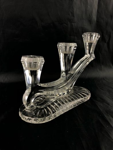Art Deco crystal candle stand