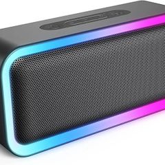2022 RGB Lights Bluetooth Speaker, 10W Small Portable Wireless Bluetooth Speaker w/HD Stereo, IPX5 Waterproof, 18H Playtime, Mic, TF Card, Mini Speakers for Home Garden Party Camping Travel (FREE POSTAGE)