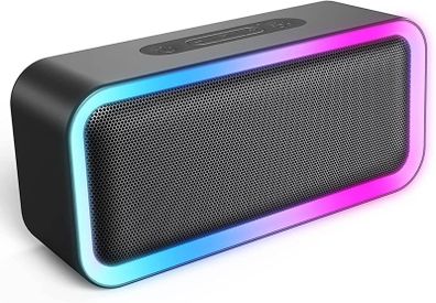 2022 RGB Lights Bluetooth Speaker, 10W Small Portable Wireless Bluetooth Speaker w/HD Stereo, IPX5 Waterproof, 18H Playtime, Mic, TF Card, Mini Speakers for Home Garden Party Camping Travel (FREE POSTAGE)