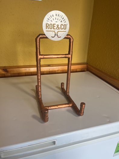 Irish whiskey Dublin. Roe& co display made from copper pipe