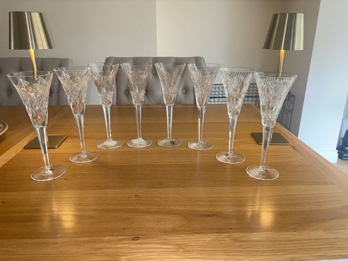 Complete Set of 8 Waterford Crystal Millenium Toasting Flutes