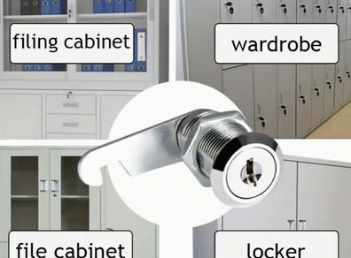 Keyed Cylinder Cam Lock for Metal Wardrobes, Employee Cabinets & Office Desk Drawers, new, unopened.