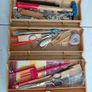 Vintage Rolykit storage box full with useful pieces plus books Image 2