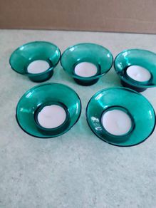 Lovely Set Of 5 Turquaze Glass Night Light Candle Holder
