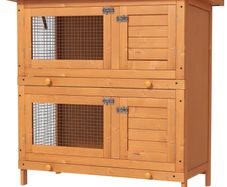 2-Tier Wooden Rabbit Hutch Guinea Pig Hutch Duck House Double Decker Pet Cage with Sliding Tray