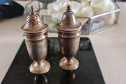 antique silver salt and pepper dispensers