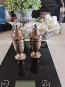 antique silver salt and pepper dispensers