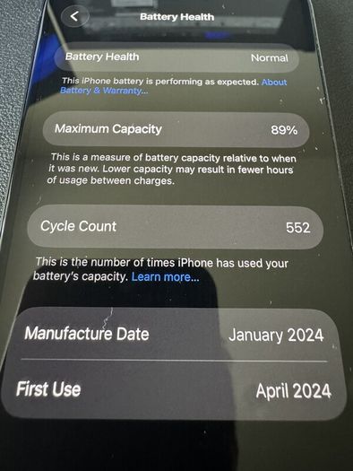 iPhone 15 128GB Black - Unlocked - 89% Battery