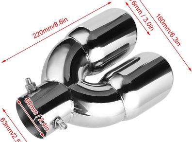 Dual Exhaust Tailpipe Muffler Stainless Steel