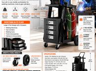 main image for ad Heavy Duty Welding Cart with 4 Drawers and Gas Cylinder Storage