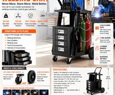 Heavy Duty Welding Cart with 4 Drawers and Gas Cylinder Storage