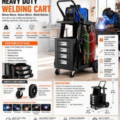 Heavy Duty Welding Cart with 4 Drawers and Gas Cylinder Storage