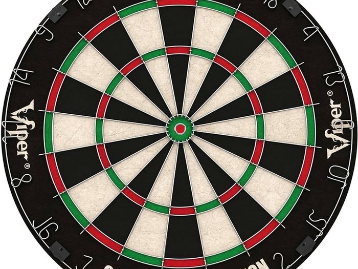 (ONLY 1 IN STOCK) Bristle Steel Tip Dartboard Set with Staple-Free Bullseye, Galvanized Metal Radial Spider Wire Includes 6 Darts, Black, 17.75 inch