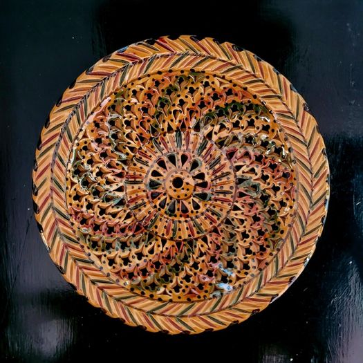 60s style handpainted terracotta fruit bowl