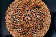 60s style handpainted terracotta fruit bowl