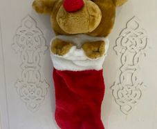 Plush Christmas Reindeer Stocking Large / Christmas Sock / Christmas Decoration